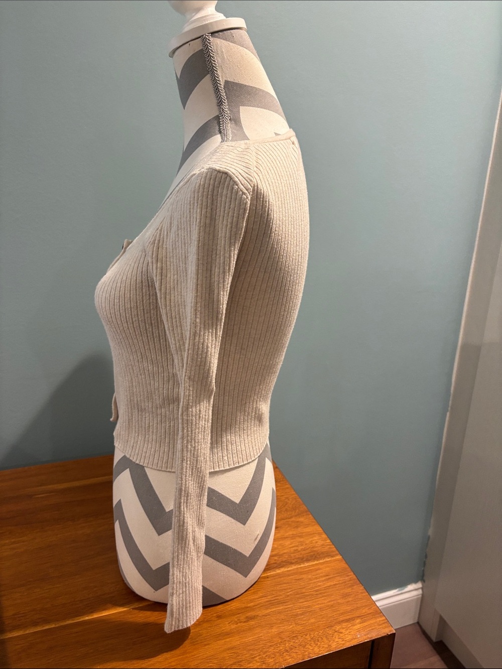 Madewell Cream Ribbed Square-Neck Button-Front Top - Picture 2 of 4